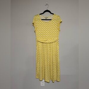 Boden Yellow Floral Amelie Jersey Midi Dress Size 10 Petite Classic Office